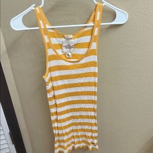 Hollister Orange and White Ribbed Sleeveless Tank Top